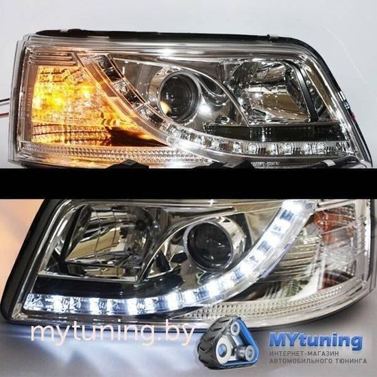 Передние фары VW T5 tru drl chrome