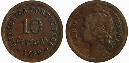 Кабо-Верде 10 сентаво, 1930 Колония F