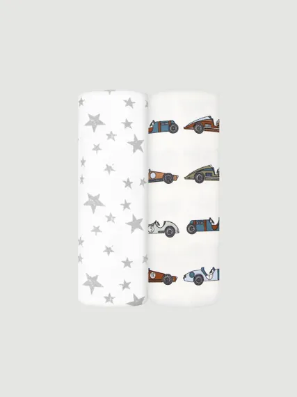 Комплект пелёнок Mjolk Retro Cars/Звёзды 2 шт 80x80 шт