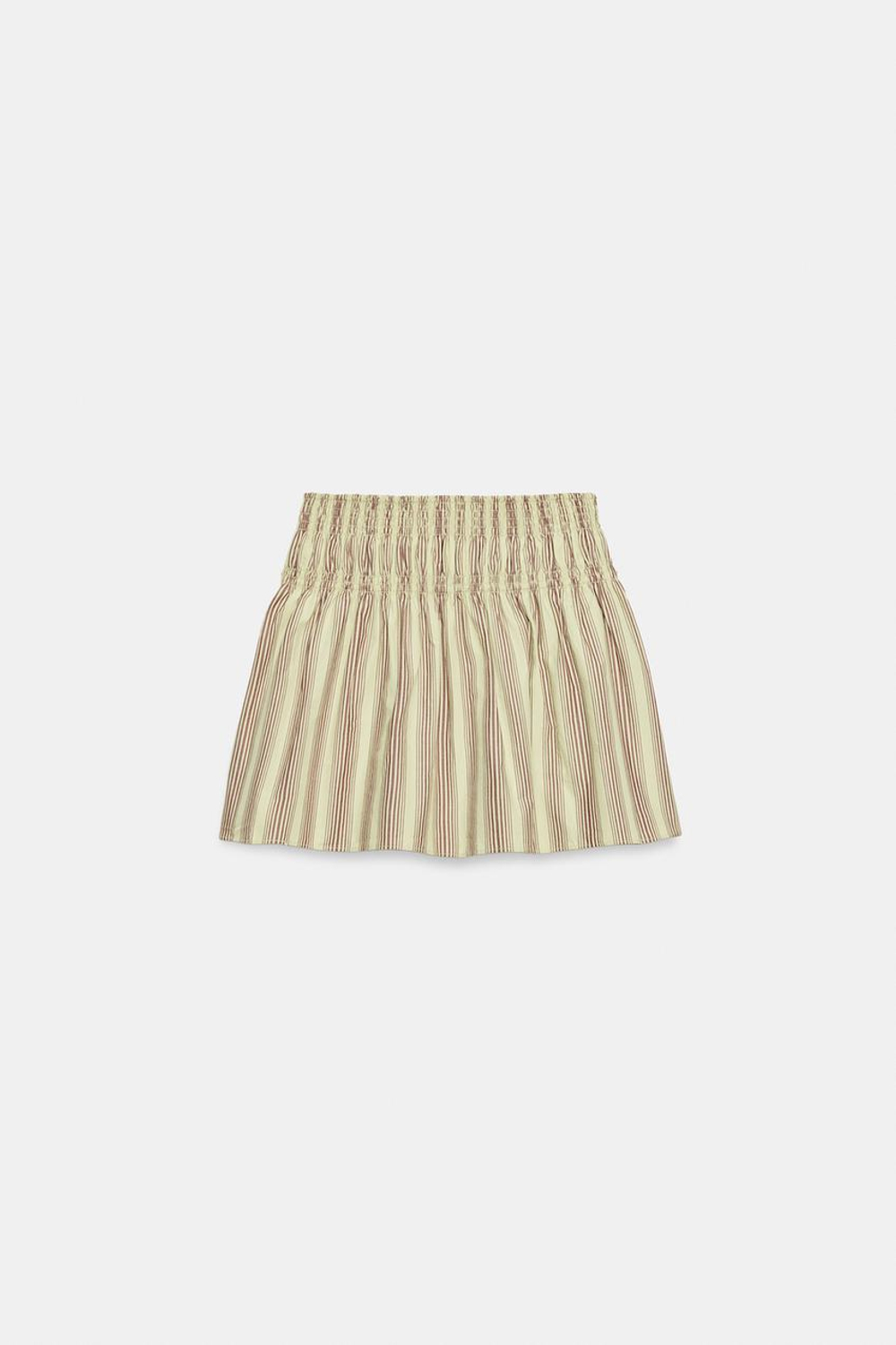 ZARA МИНИ-ЮБКА В ПОЛОСКУ, КОРИЧНЕВЫЙ/ЗЕЛЕНЫЙ