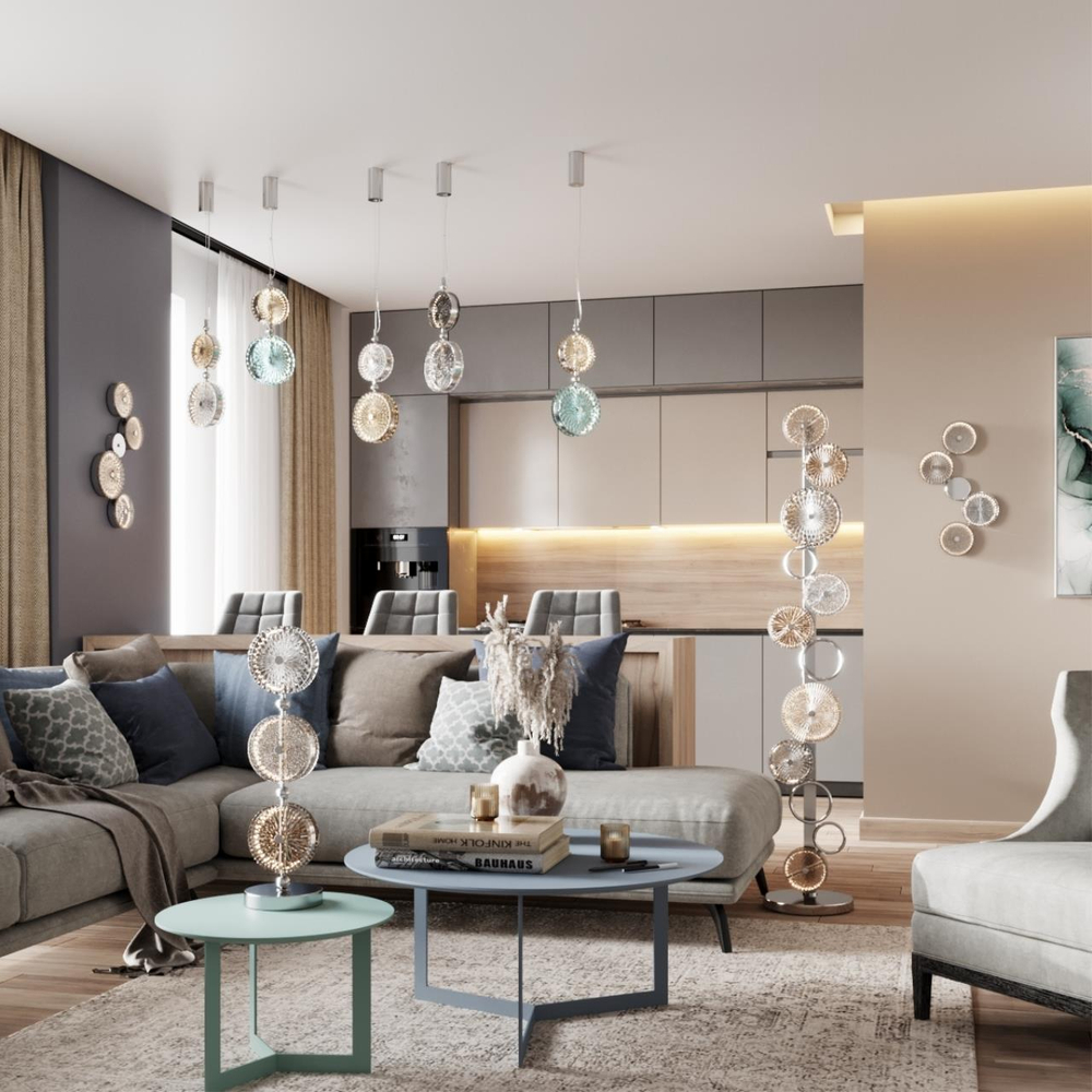 5416/68FL L-VISION ODL_EX23 145 хром/разноцветный металл/стекло Торшер LED 68W 4000K CARAMELLA