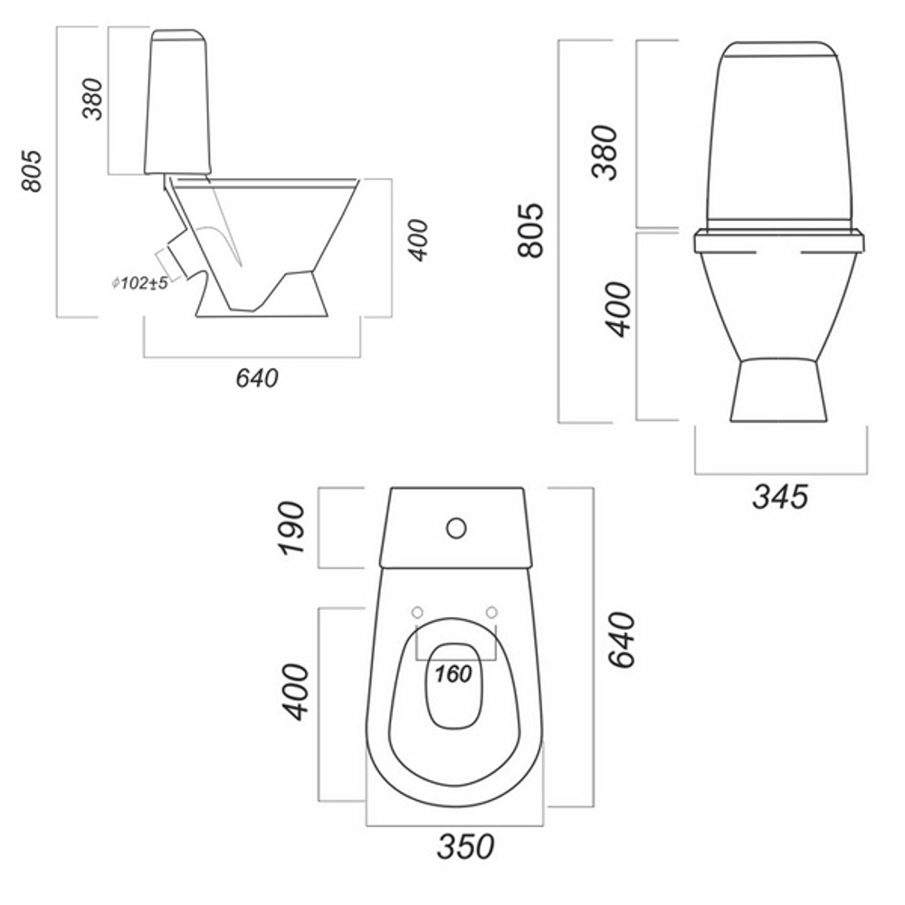 Унитаз-компакт "Кама" эконом/СТАНДАРТ (кос, нижн, арм.Уклад/Инкоэр, сид.полипропилен) (Sanita)