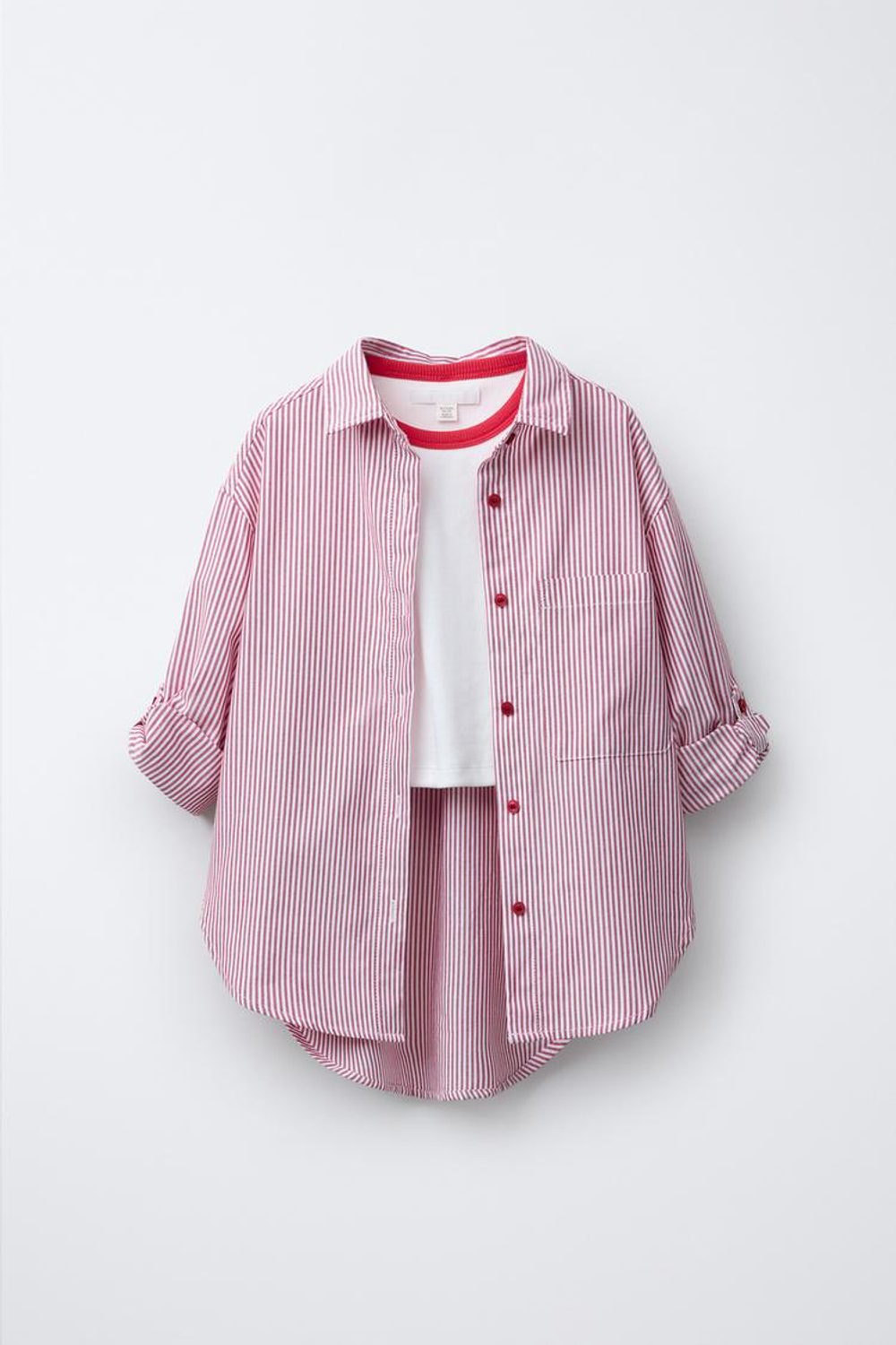 ZARA РУБАШКА В ПОЛОСКУ, КРАСНЫЙ