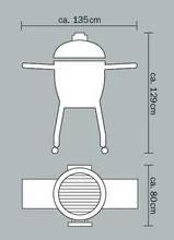 Керамический угольный гриль Monolith LeChef Pro 2.0 Black, 52 см, с ножками и столиками, чёрный