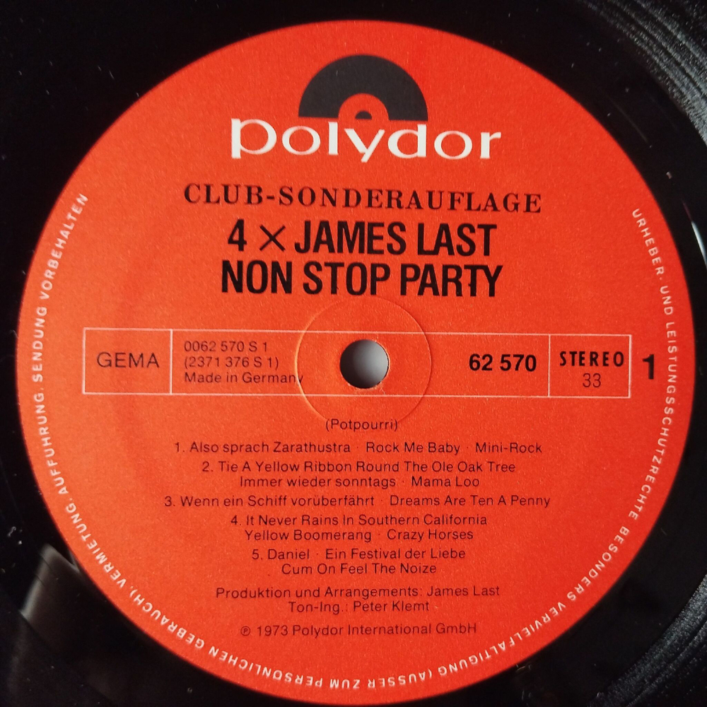 Винтажная виниловая пластинка LP 4 X James Last Джеймс Ласт (Germany 1974) El Condor Pasa