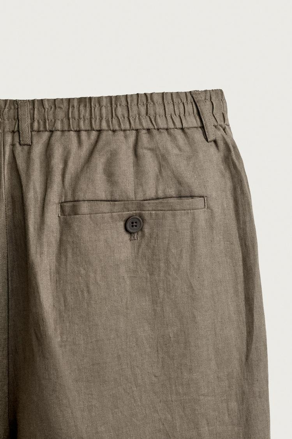 ZARA БРЮКИ КЛАССИЧЕСКОГО КРОЯ ИЗ 100% ЛЬНА, СЕРО-КОРИЧНЕВЫЙ