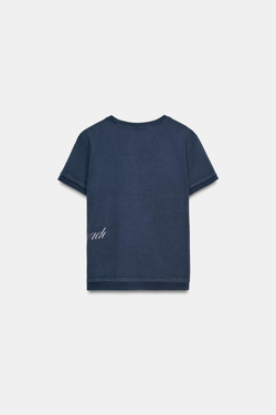 ZARA ФУТБОЛКА С БЛЕСТЯЩЕЙ НАДПИСЬЮ, СИНИЙ