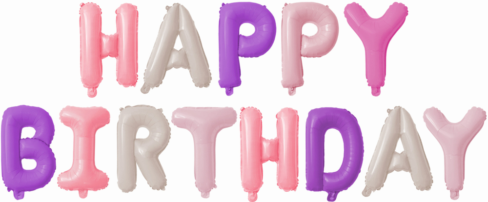 Набор шаров-букв (16''/41 см) Мини-Надпись "Happy Birthday" для девочки
