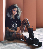 Черно-бежевые чулки с цветочным принтом (Размер: S-M-L) (Цвет: бежевый)