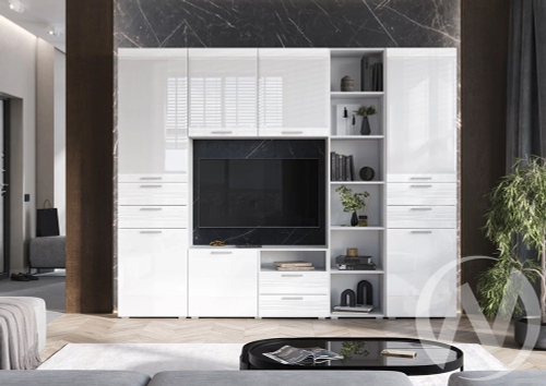 Гостиная Асти (белый/белый глянец холодный) Вариант №1