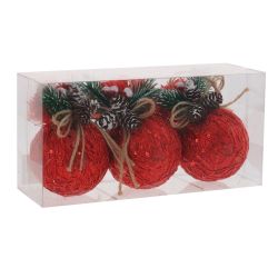GAEM Набор из 3шт Украшение новогоднее "Шар", D 7.5 см, L23,5 W8 H11,5 см
