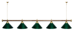 Лампа STARTBILLIARDS 5 пл. (плафоны зеленые,штанга зеленая,фурнитура золото)