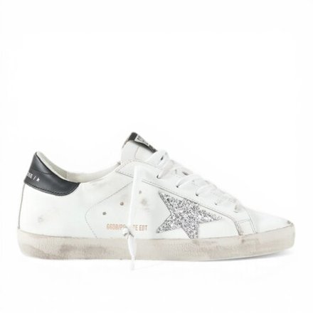 Кеды Golden Goose 'Superstar' Distressed glittered leather sneakers