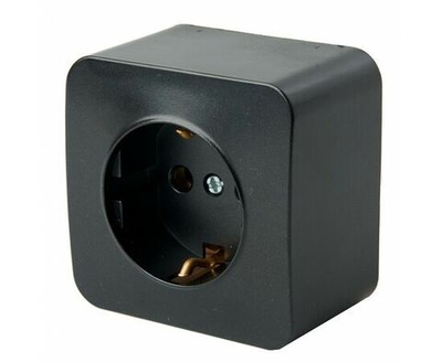 Розетка 1-местная с заземлением открытой установки, 250В, 16А, IP20, серия София, черный матовый, MST16-11-05, STEKKER 49494