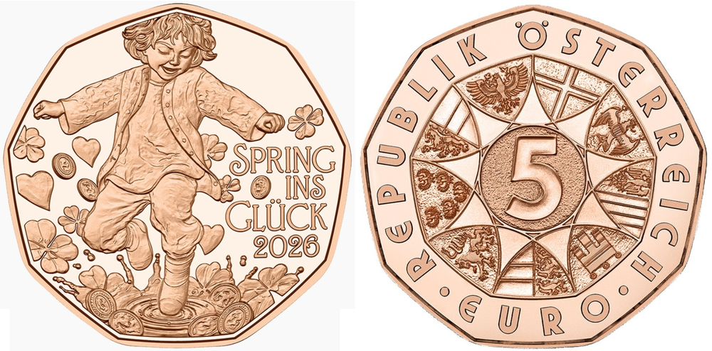 Австрия 5 евро, 2026 Прыжок в счастье