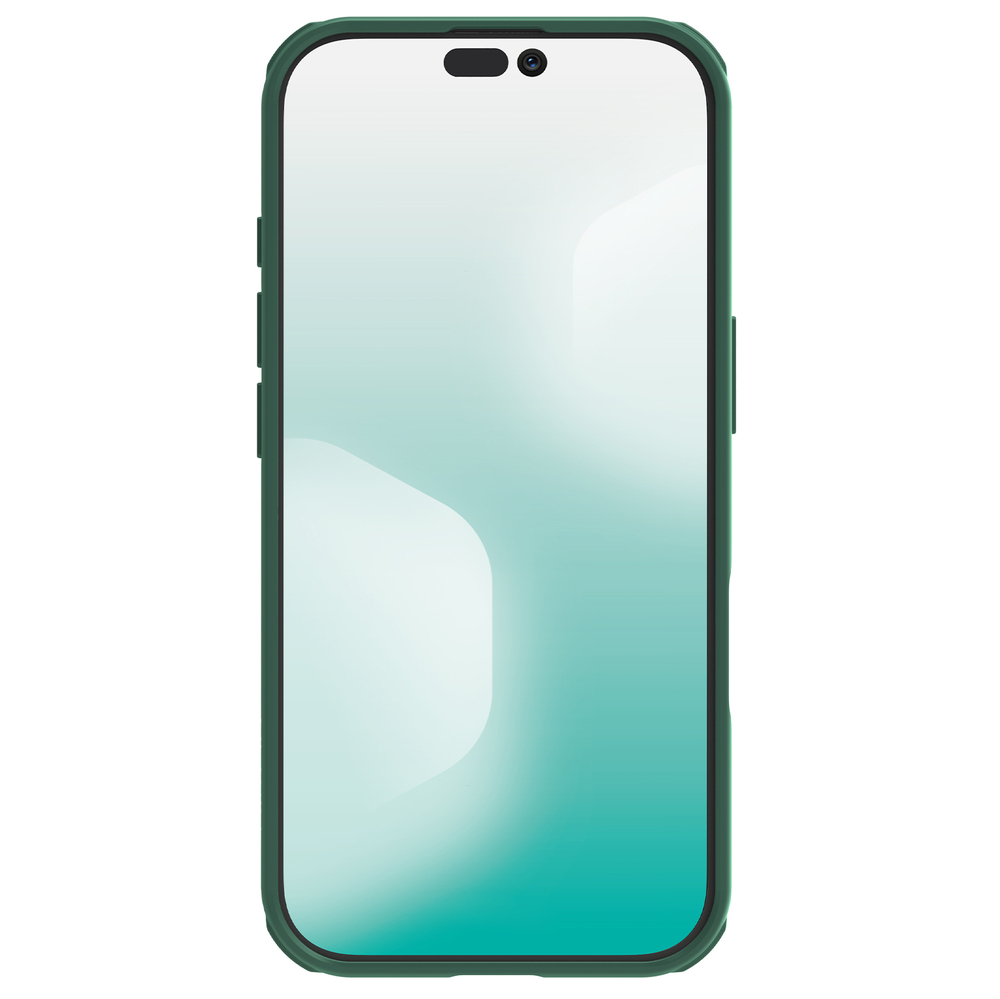 Чехол зеленого цвета (Dark Green) от Nillkin для iPhone 17, серия CamShield Pro Case (защитная сдвижная шторка для камеры)