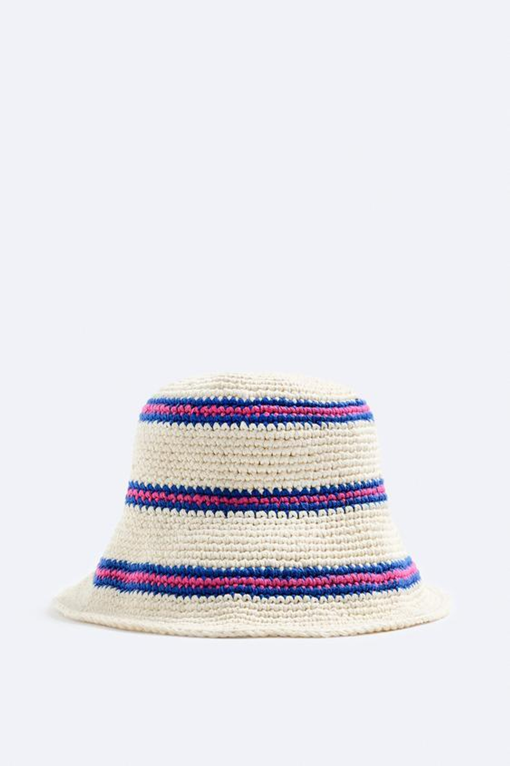 ZARA ШЛЯПА ИЗ КРУЖЕВА КРОШЕ В ПОЛОСКУ, ЭКРЮ