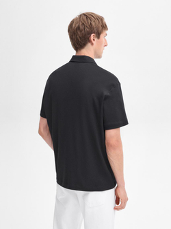 Massimo Dutti Хлопковая футболка-поло с короткими рукавами, черный