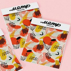 Ткань таффета абстрактный принт в контурах