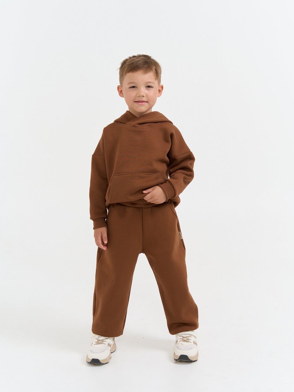 Джоггеры оверсайз "Каштан" с карманами утепленные