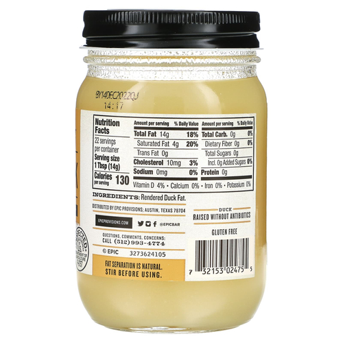 Epic Bar, Традиционный утиный жир, 11 унций (312 г)