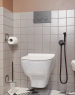 Унитаз подвесной Jacob Delafon STRUKTURA E21754RU-00 безободковый, с крышкой микролифт, с инсталляцией и кнопкой хром