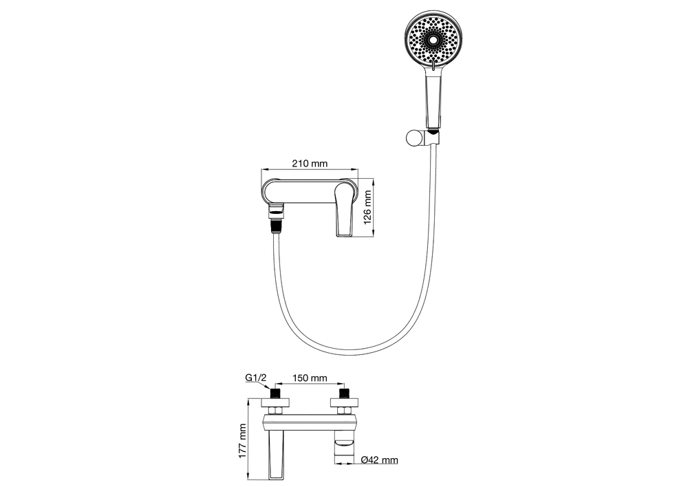 Смеситель для ванны с душем WONZON & WOGHAND BRILLIANT, Брашированное золото (WW-88037079-BG)