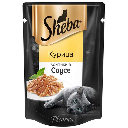 Влажный корм Sheba Pleasure для взрослых кошек, курица, ломтики в соусе, 85 г