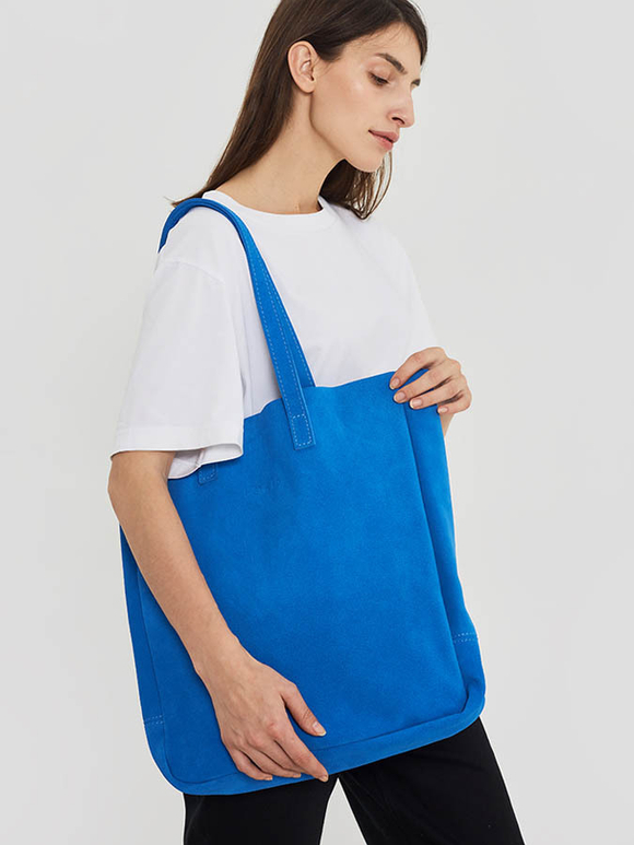 сумка шоппер ярко-синий замша