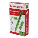 Текстовыделитель BRAUBERG "Vivid", ЗЕЛЕНЫЙ, круглый корпус, линия 1-3 мм, 151229