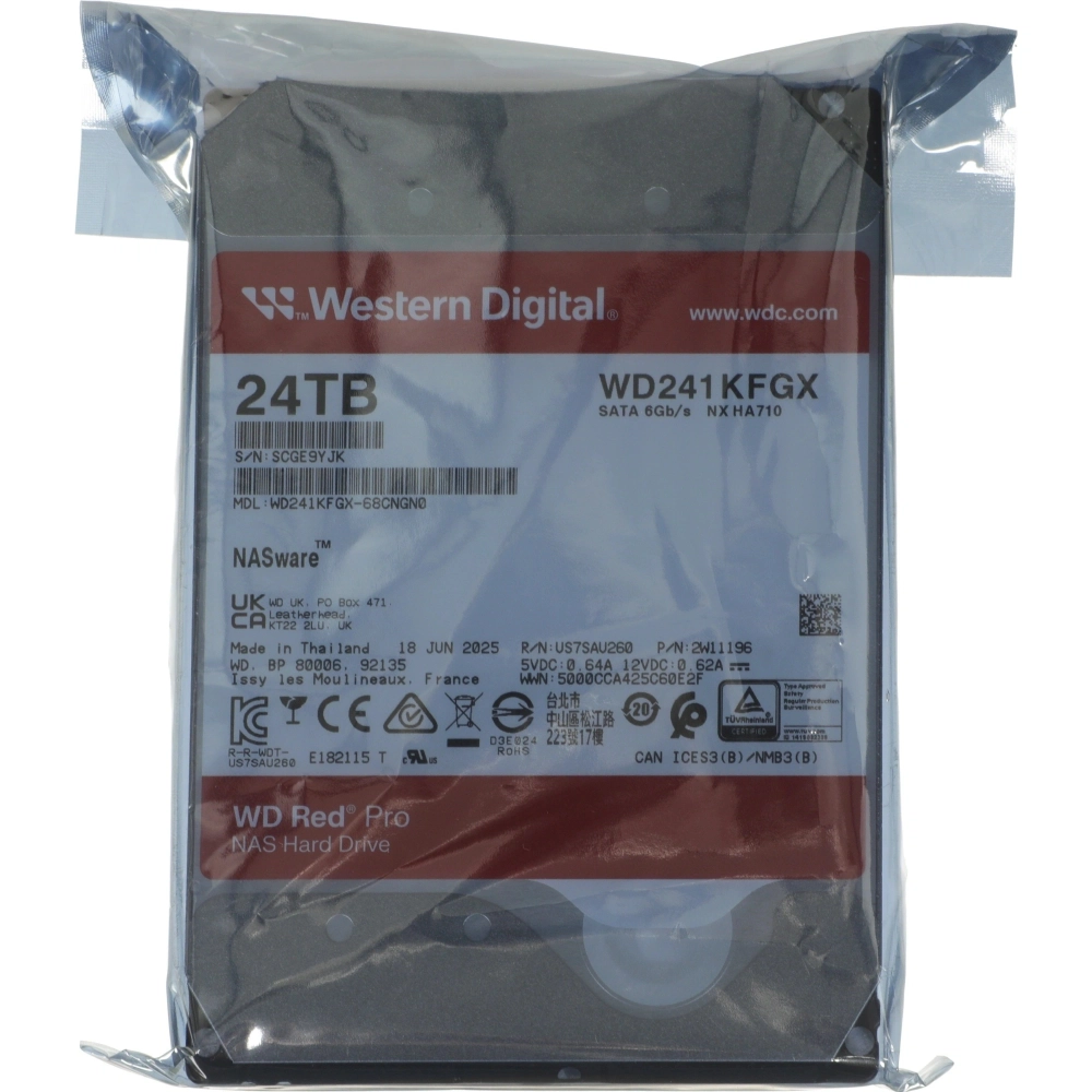 Жесткий диск WD 24Tb 7200rpm (WD241KFGX) Red Pro SATA III 6Gb/s 512Mb 3,5"