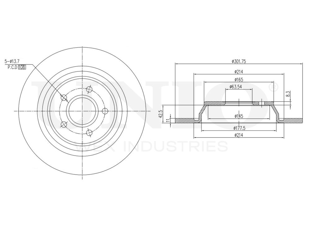 Диск тормозной задний UNIO BRD-20496