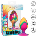 Яркая анальная пробка Cheeky Large Tie-Dye Plug - 9 см. (Цвет: разноцветный)