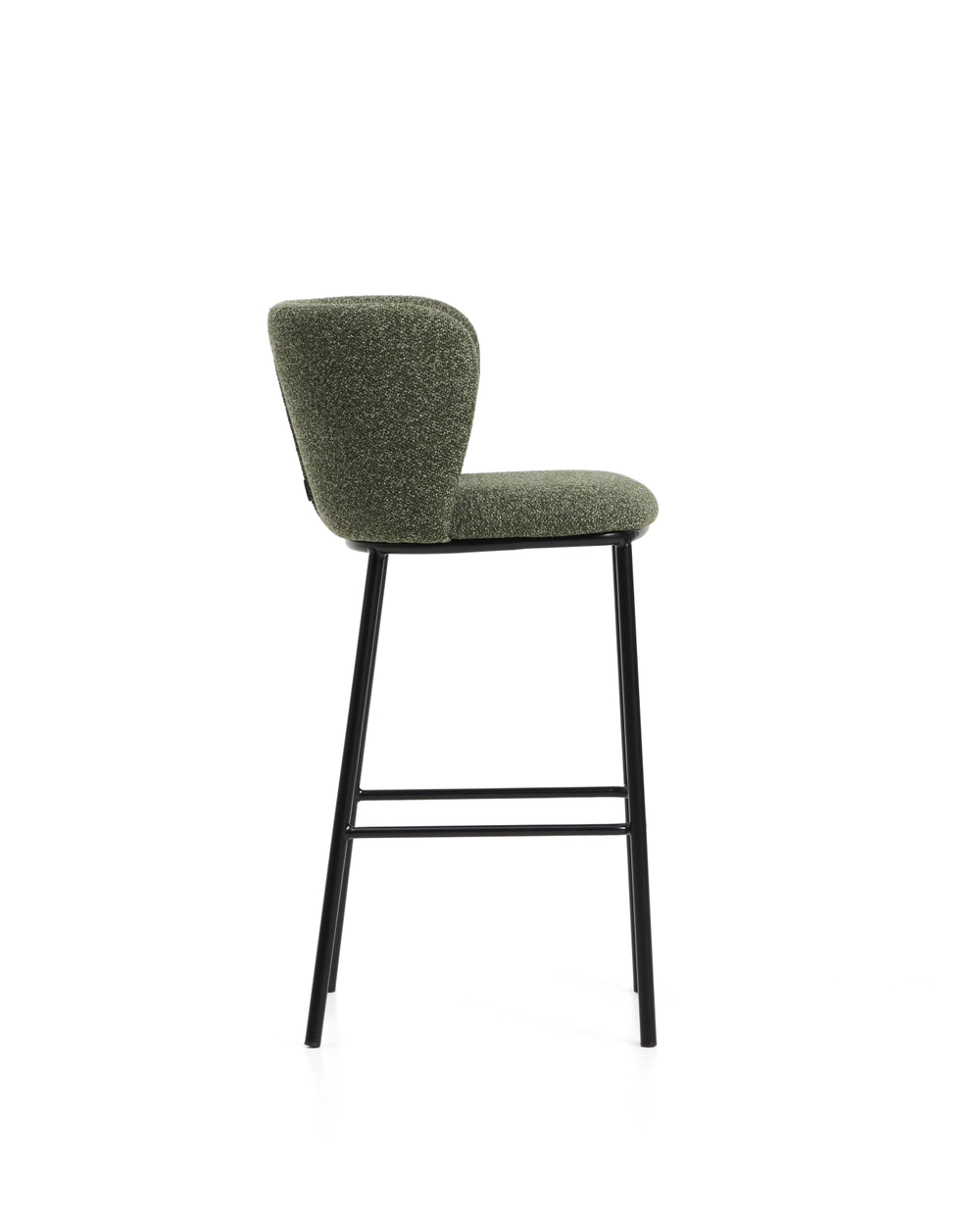 Барный стул Ciselia из темно-зеленого шенилла с ножками из черной стали