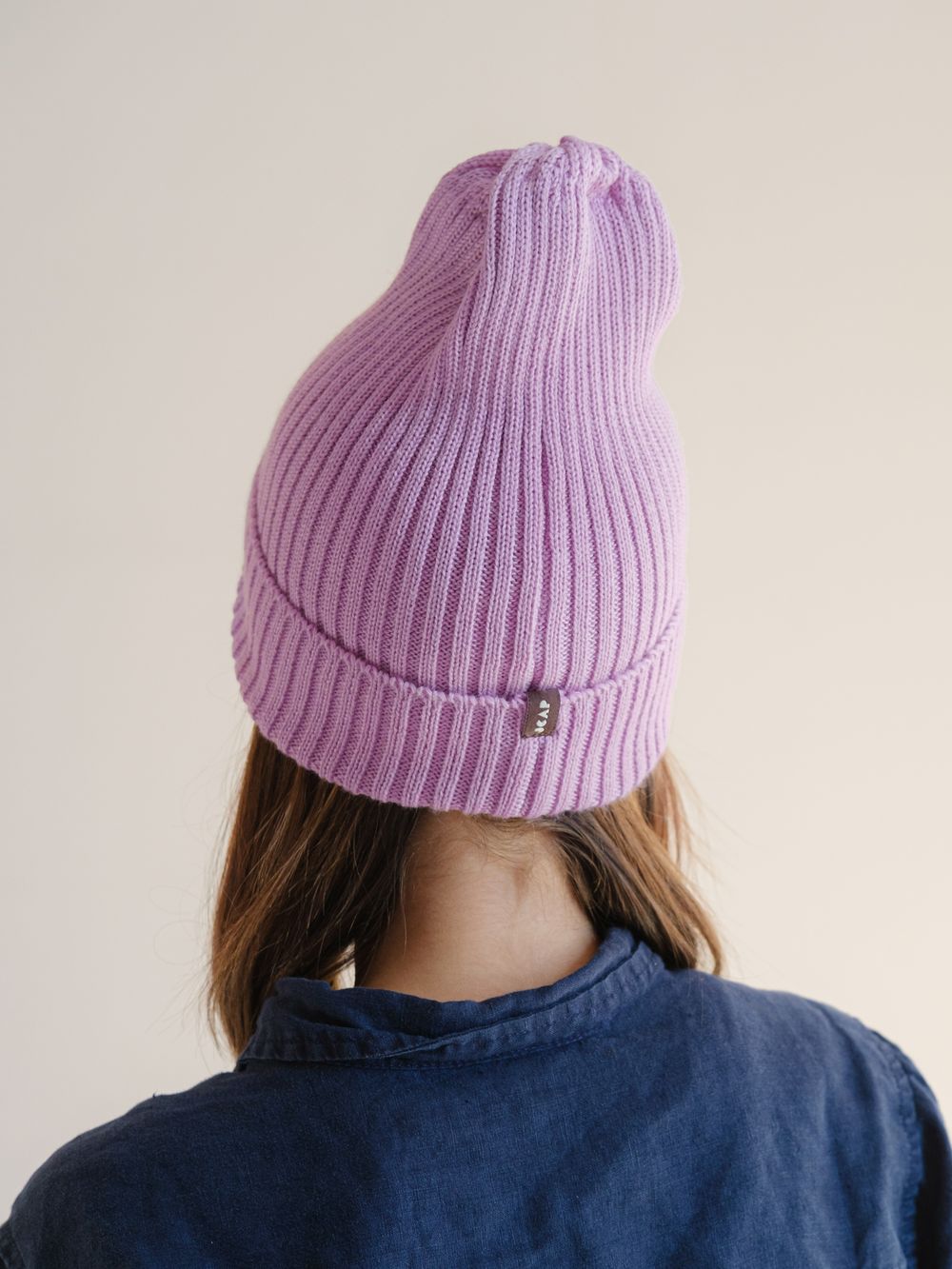 Шапка вязаная-резинка весенняя/осенняя КЭП(Лаванда)