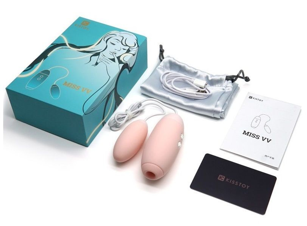 Нежно-розовое виброяйцо с вакуум-волновым действием Kiss Toy Miss VV (Цвет: нежно-розовый)