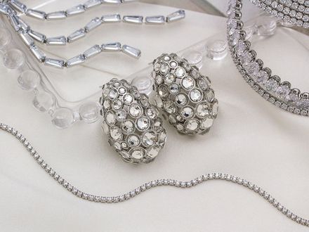 Серьги-гвоздики "Капли" 30мм, с кристаллами