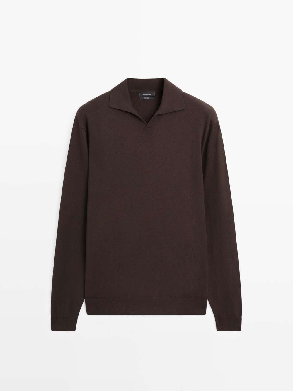 Massimo Dutti Свитер поло из хлопкового трикотажа, пестро-коричневый