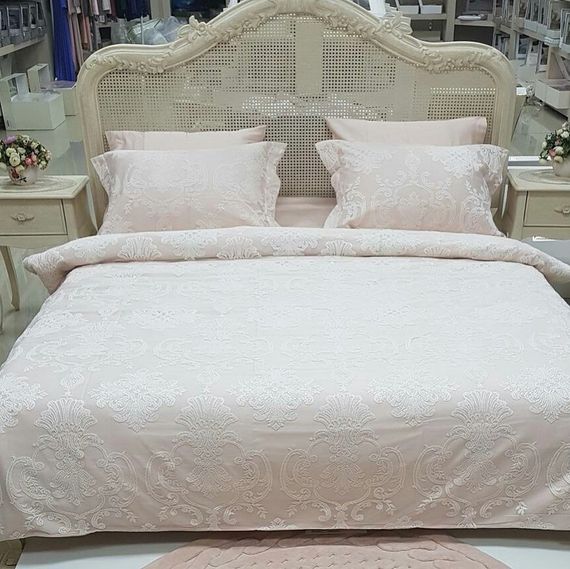 Постельное белье ALGARDI белый с кружевом  deluxe TIVOLYO HOME Турция