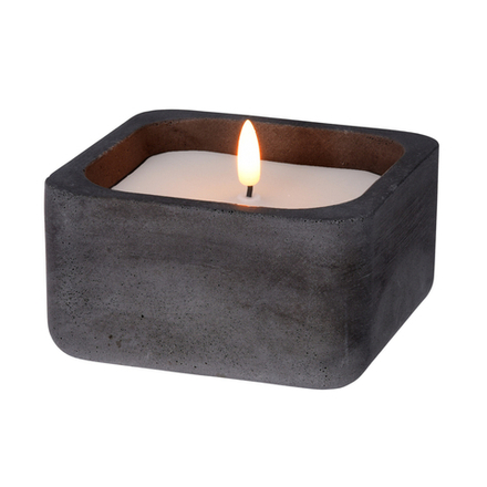 Свеча с LED подсветкой в темно-сером бетонном горшке 12*12*6.5 см