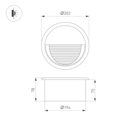 Светильник встраиваемый LTD-RIBONIK-R202-8W Day4000 (Черный, 50 deg, 230V) (Arlight, IP65 Металл, 5 лет) 056716