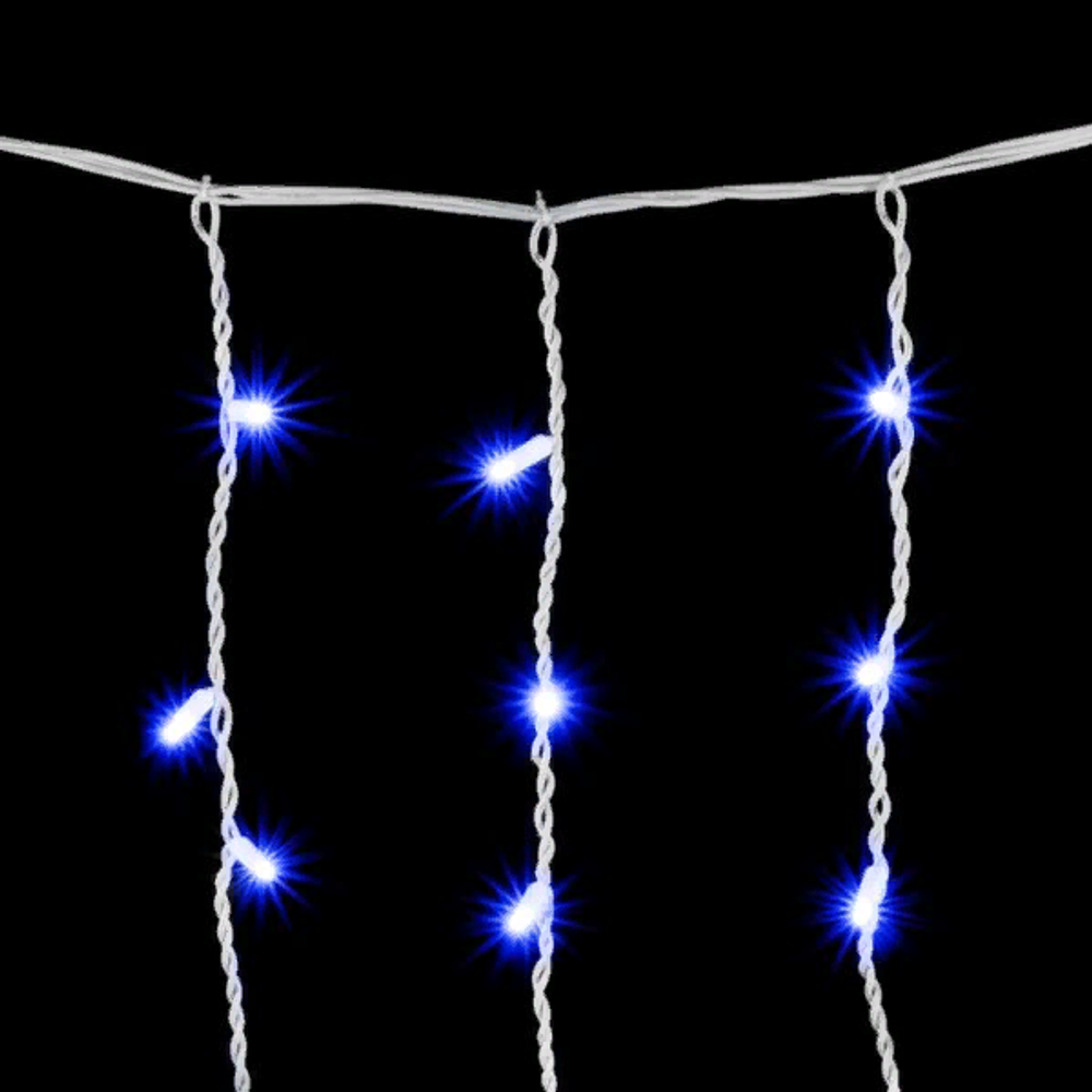 Светодиодная бахрома с колпачком 3,2*0,9 м., 168 синих LED ламп, каучуковый белый провод, LTC (LL168-8-2B)