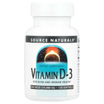 Source Naturals, витамин D3, 250 мкг (10 000 МЕ), 120 мягких таблеток