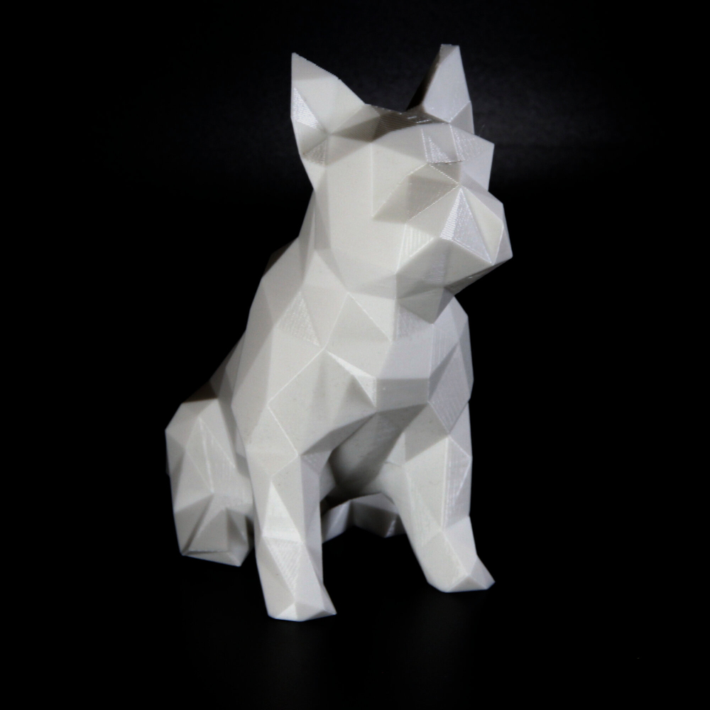 Фигурка БУЛЬДОГ, низкополигональная, дизайнерская. Low Poly Bulldog 15см., белая