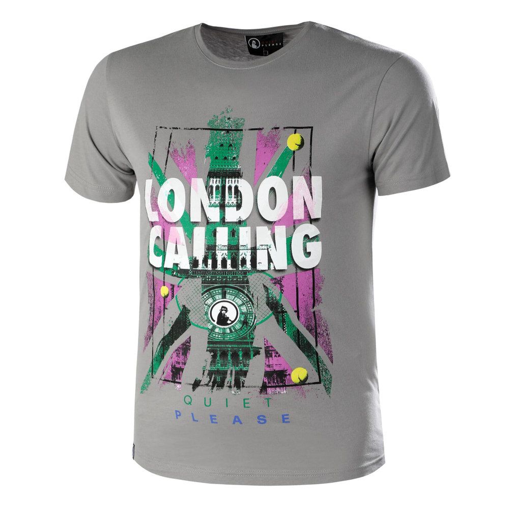 Мужское теннисное поло Quiet Please London Calling T-Shirt Men - Grey, Multicoloured