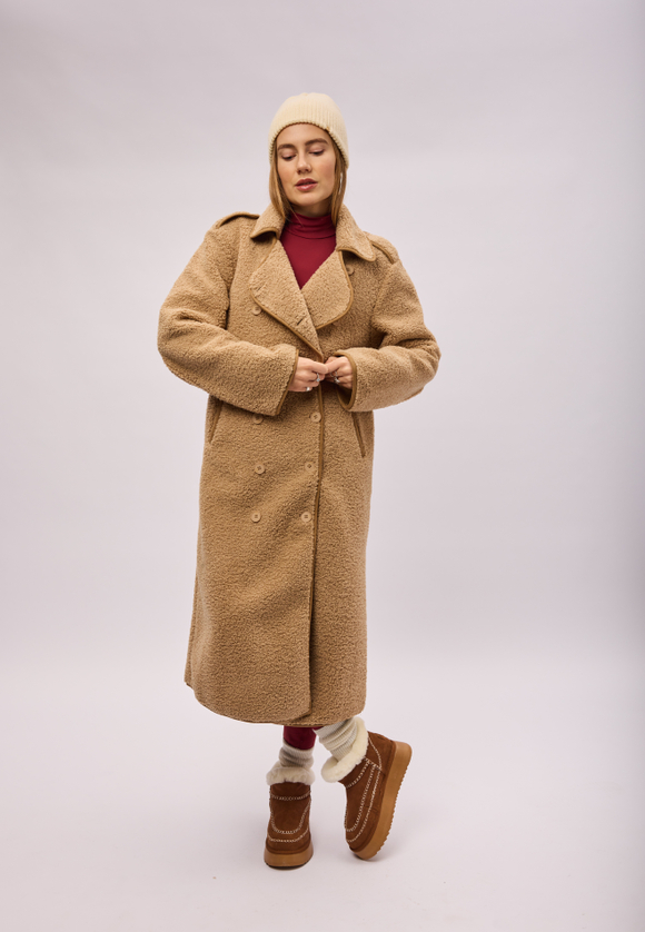 Дубленка Тэдди лонг бежевый