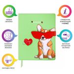 Дневник 1-4 класс 48 л., кожзам (твердая), застежка, ЮНЛАНДИЯ, "Корги в Очках", 106210