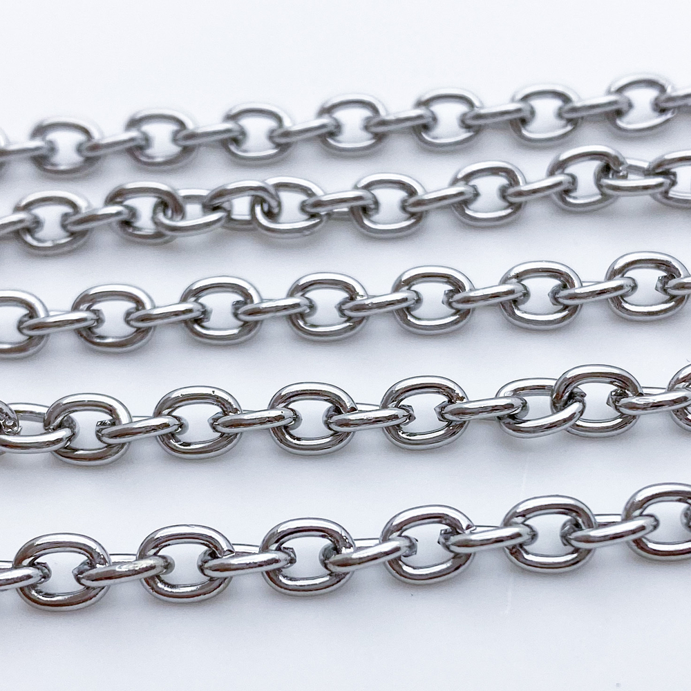 Цепочка, цвет серебро, размер звена 6*4,5 мм, цена за отрезок 49-50 см