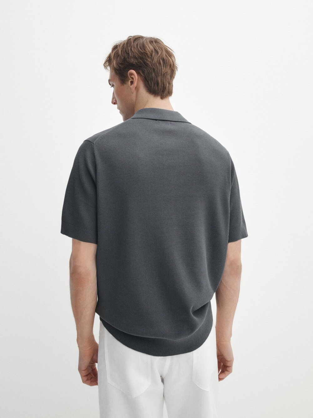 Massimo Dutti Трикотажное поло с короткими рукавами, серый