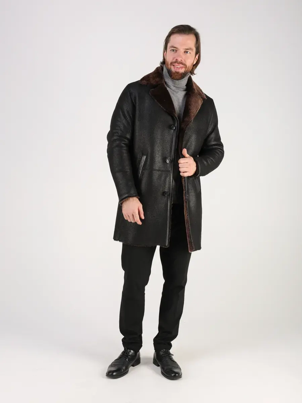 Дубленка зимняя натуральная длинная куртка